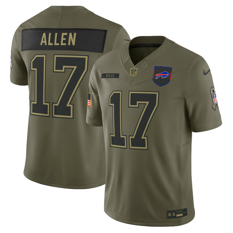 Men NFL Buffalo Bills #17 Allen green salute service 2025 Nike jersey